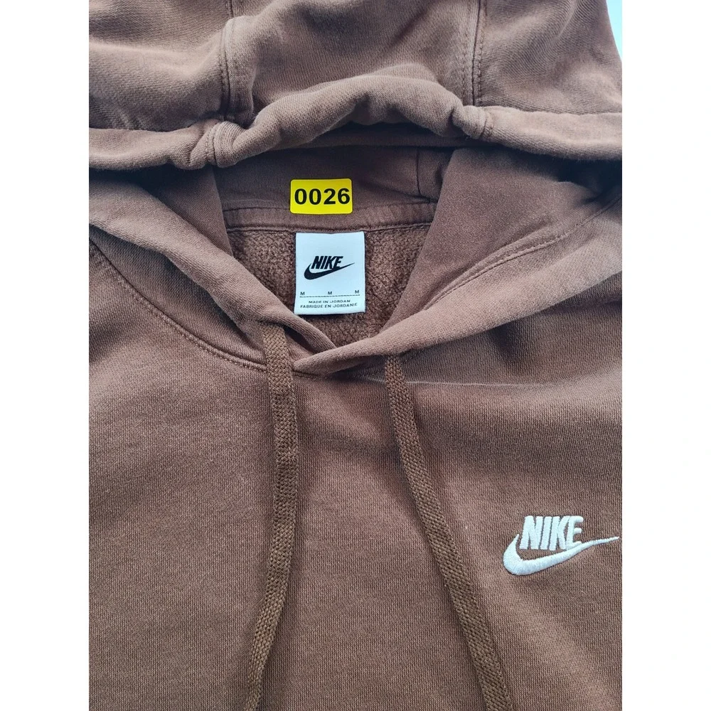 Nike Sportswear Club Fleece Lined Hoodie Brown Mens‎ Size Medium Swoosh Pullover